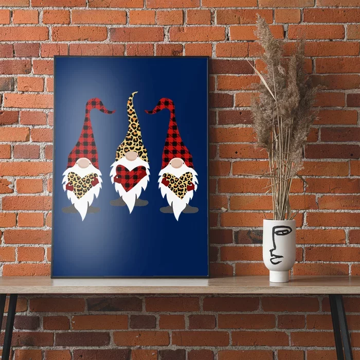 Gnomes Leopard Plaid Hearts Happy Valentines Day Couple Gift Poster