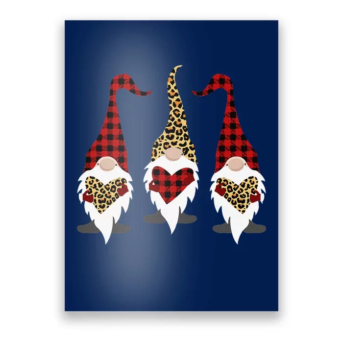 Gnomes Leopard Plaid Hearts Happy Valentines Day Couple Gift Poster