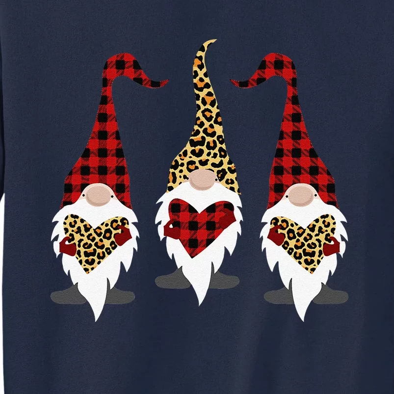 Gnomes Leopard Plaid Hearts Happy Valentines Day Couple Gift Tall Sweatshirt