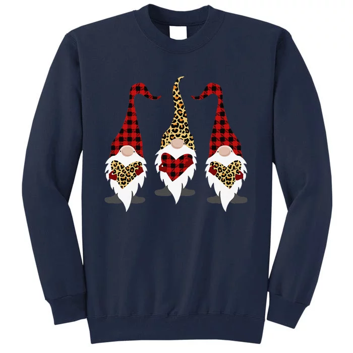 Gnomes Leopard Plaid Hearts Happy Valentines Day Couple Gift Tall Sweatshirt