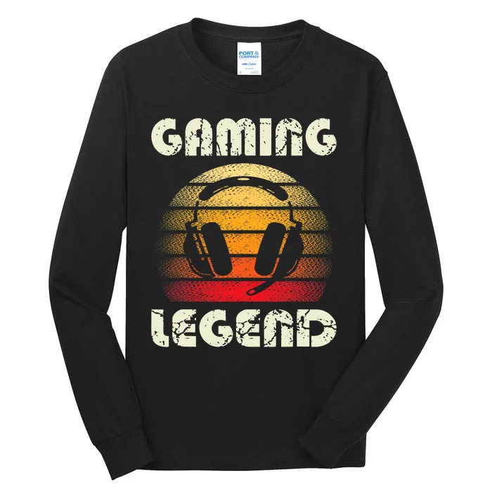 Gaming Legend PC Gamer Video Games Boys Teens Vintage Tall Long Sleeve T-Shirt