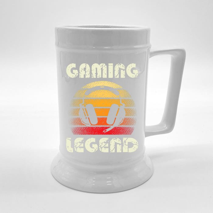 Gaming Legend PC Gamer Video Games Boys Teens Vintage Front & Back Beer Stein