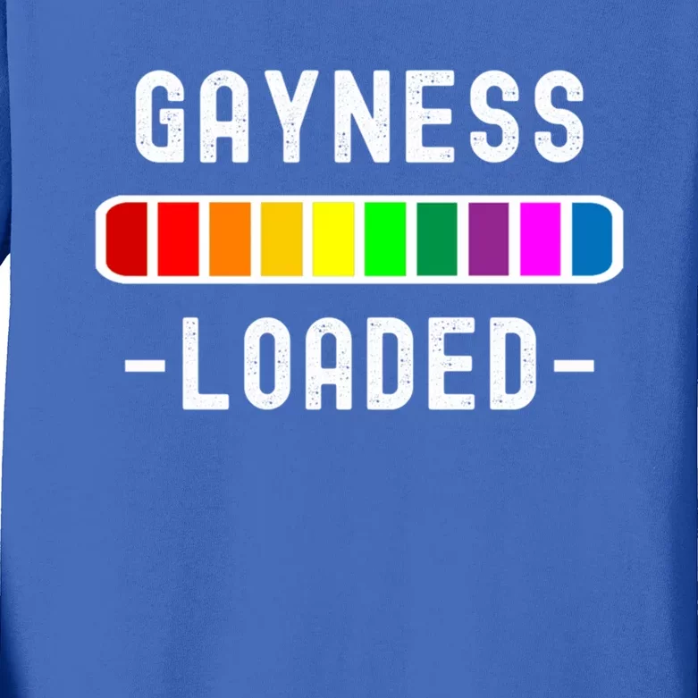 Gayness Loaded Pro Lgtbq Progress Bar Funny Uplifting Pride Gift Kids Long Sleeve Shirt