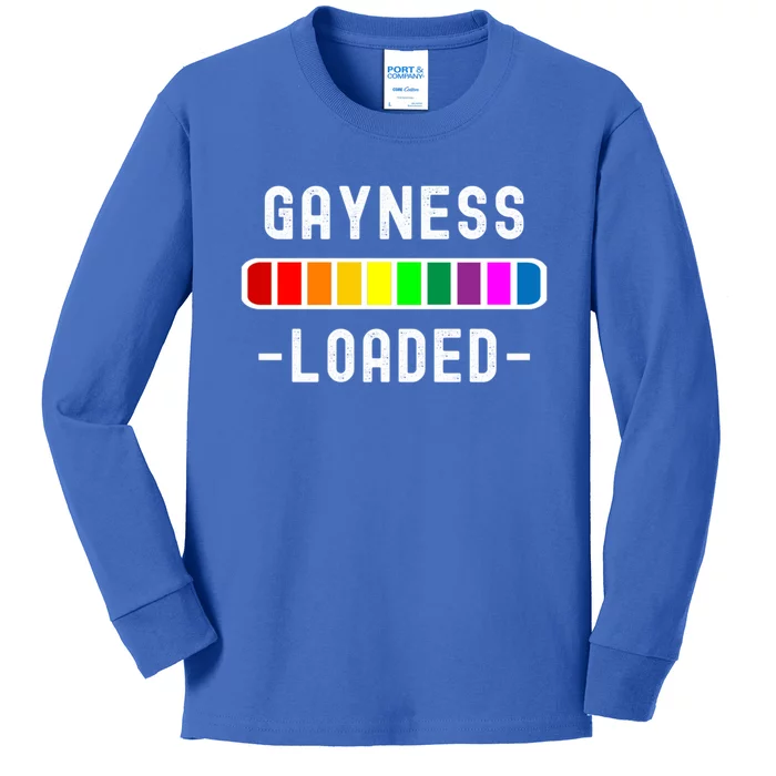 Gayness Loaded Pro Lgtbq Progress Bar Funny Uplifting Pride Gift Kids Long Sleeve Shirt