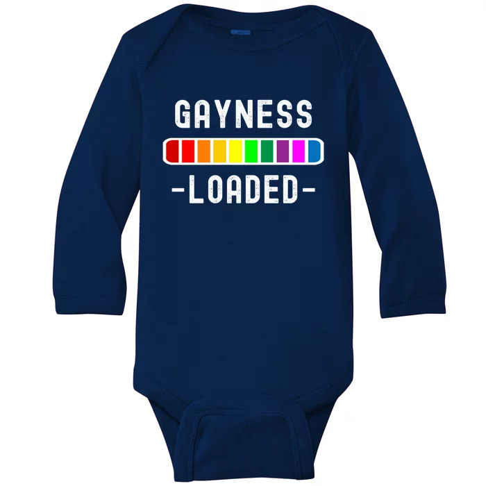 Gayness Loaded Pro Lgtbq Progress Bar Funny Uplifting Pride Gift Baby Long Sleeve Bodysuit