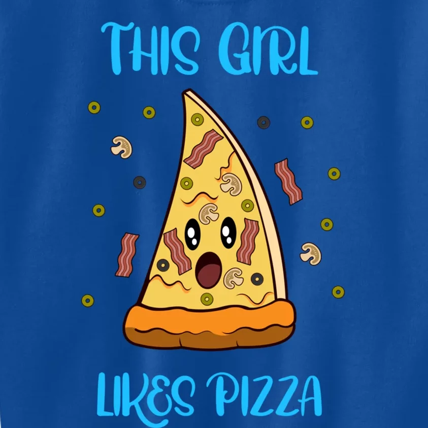 Girl Likes Pizza Ironic Saying Italian Food Chef Cute Gift Kids Sweatshirt