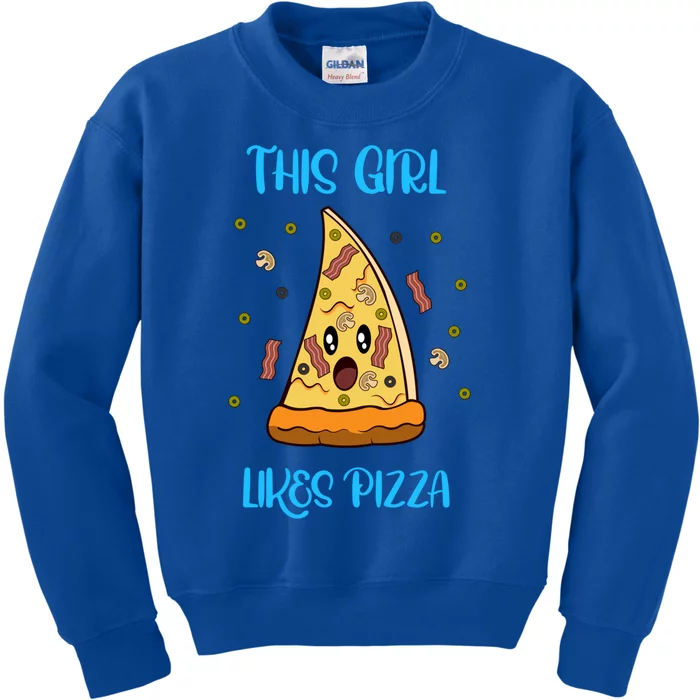 Girl Likes Pizza Ironic Saying Italian Food Chef Cute Gift Kids Sweatshirt