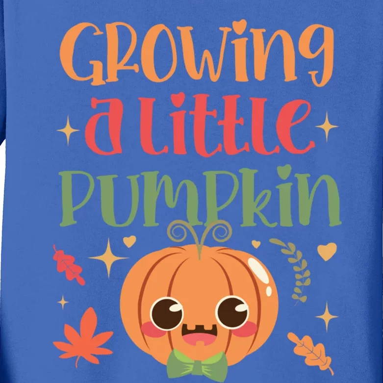 Growing Little Pumpkin Thanksgiving Pregnancy Announcet Gift Kids Long Sleeve Shirt