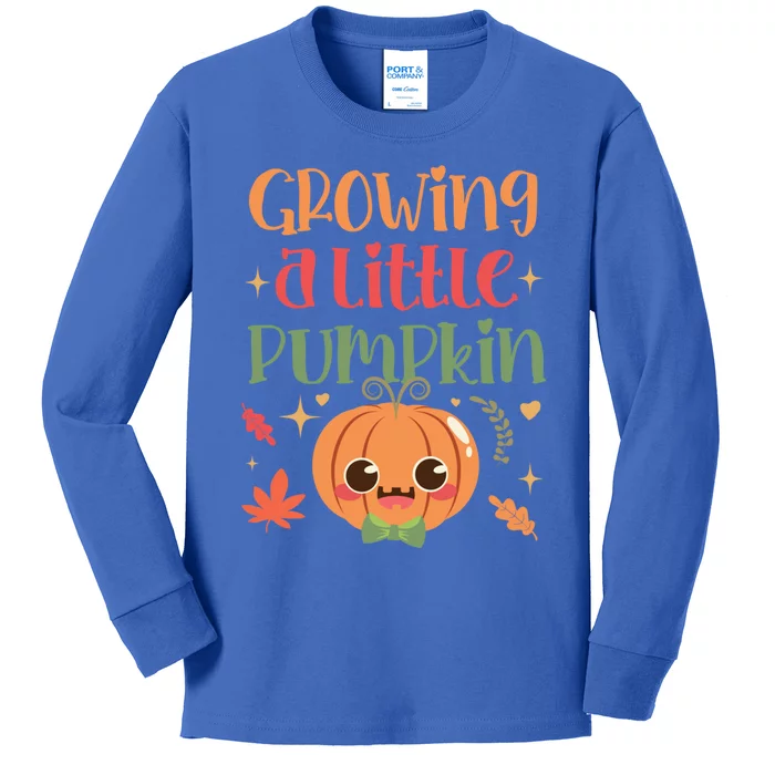 Growing Little Pumpkin Thanksgiving Pregnancy Announcet Gift Kids Long Sleeve Shirt