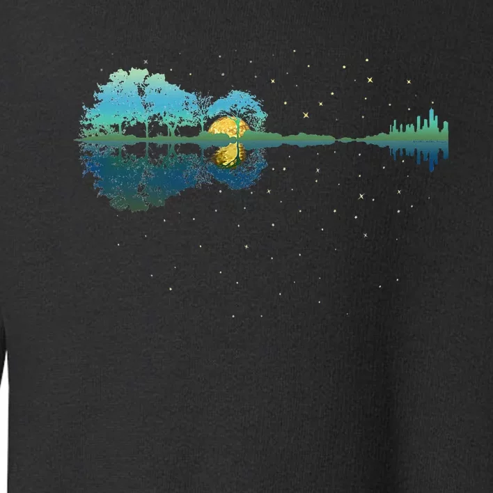 Guitar Lake Reflections Night Sky And Moon Guitar Toddler Sweatshirt