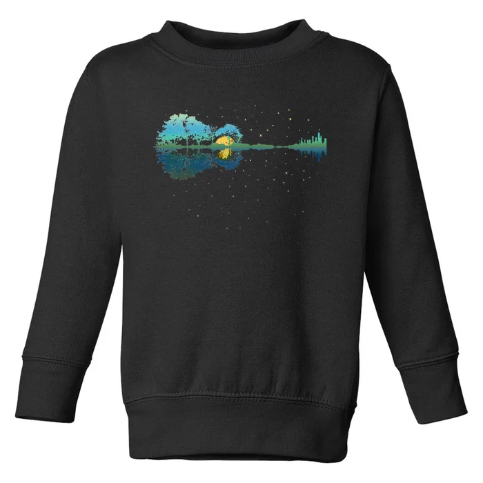 Guitar Lake Reflections Night Sky And Moon Guitar Toddler Sweatshirt