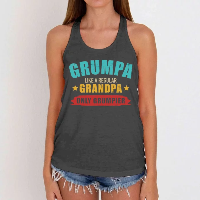 Grumpa Like Regular Grandpa Only Grumpier Vintage Retro Women's Knotted Racerback Tank