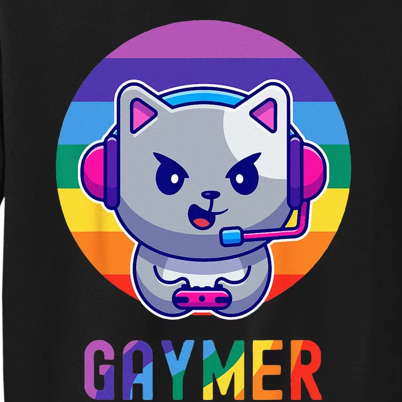 Gaymer LGBT Rainbow Gay Video Game Lovers Gift Cat Pride Tall Sweatshirt