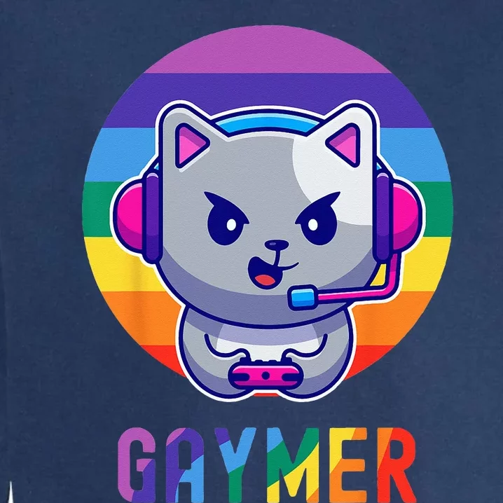 Gaymer LGBT Rainbow Gay Video Game Lovers Gift Cat Pride Garment-Dyed Sweatshirt