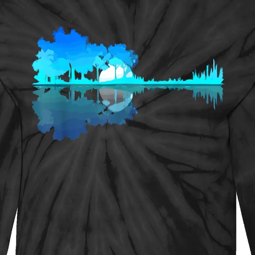 Guitar Lake Reflection Guitarist Music Love Guitar Musician Tie-Dye Long Sleeve Shirt