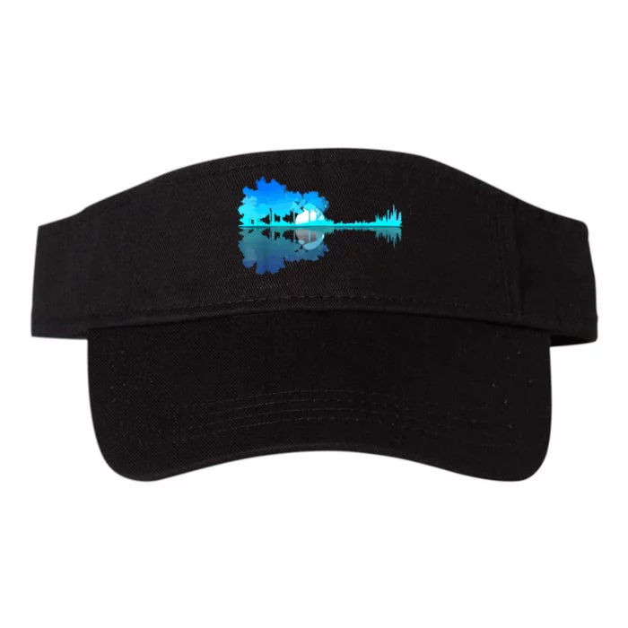 Guitar Lake Reflection Guitarist Music Love Guitar Musician Valucap Bio-Washed Visor