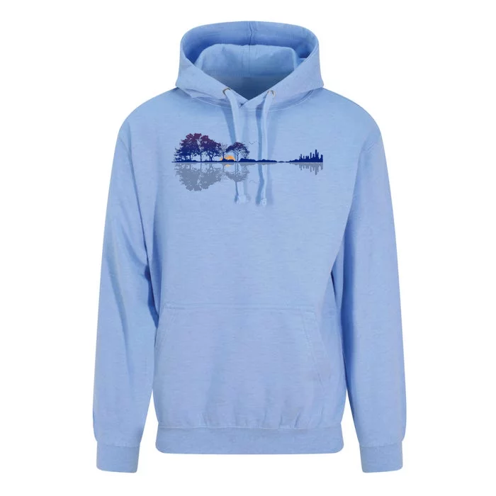 Guitar Lake Reflections In Blue Music Lovers Guitar Unisex Surf Hoodie