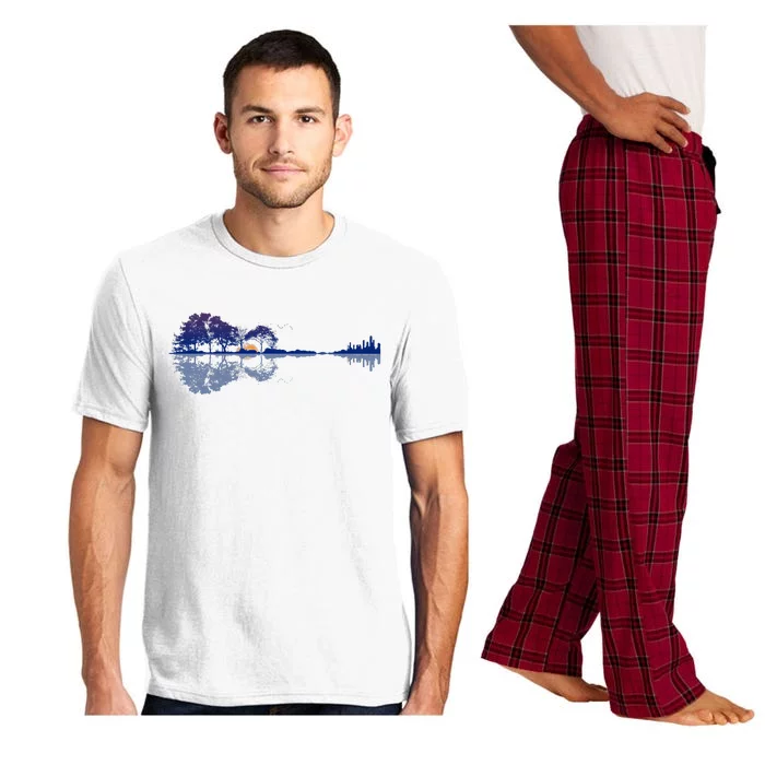 Guitar Lake Reflections In Blue Music Lovers Guitar Pajama Set