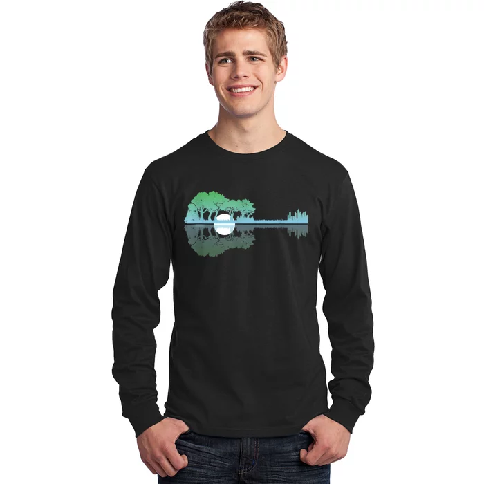 Guitar Lake Reflections Music And Guitar Lover Guitar Long Sleeve Shirt