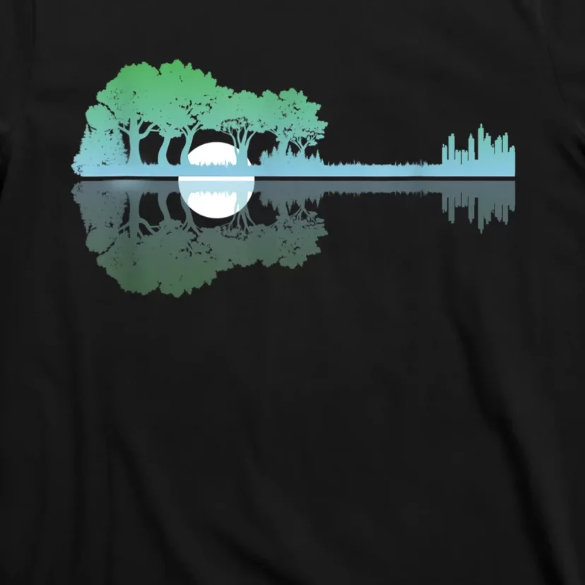 Guitar Lake Reflections Music And Guitar Lover Guitar T-Shirt