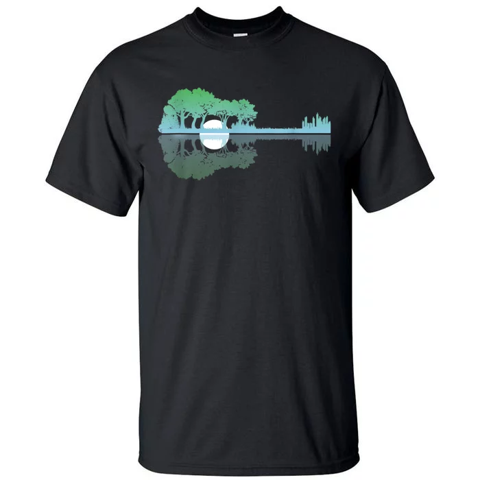 Guitar Lake Reflections Music And Guitar Lover Guitar Tall T-Shirt