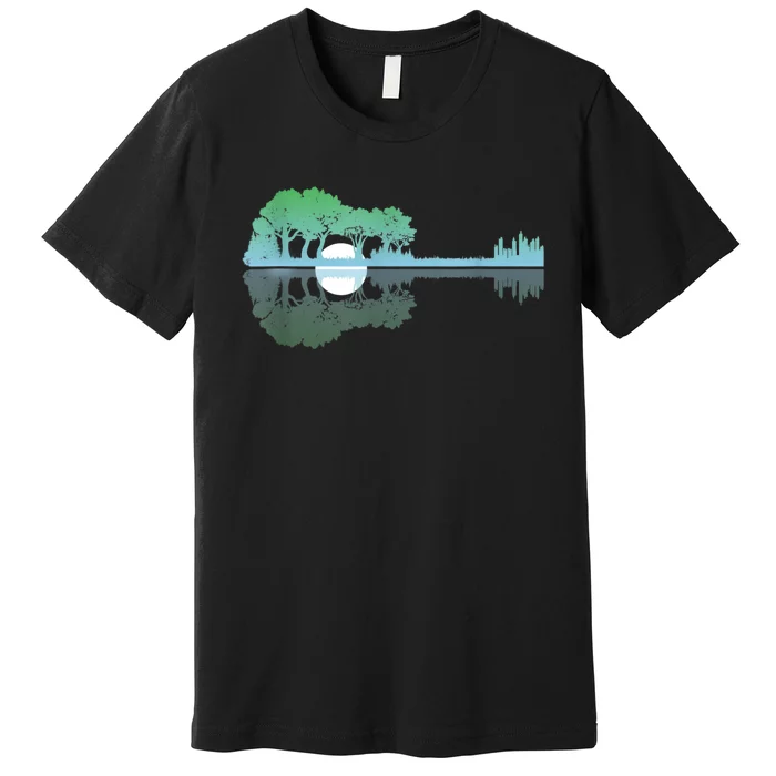 Guitar Lake Reflections Music And Guitar Lover Guitar Premium T-Shirt