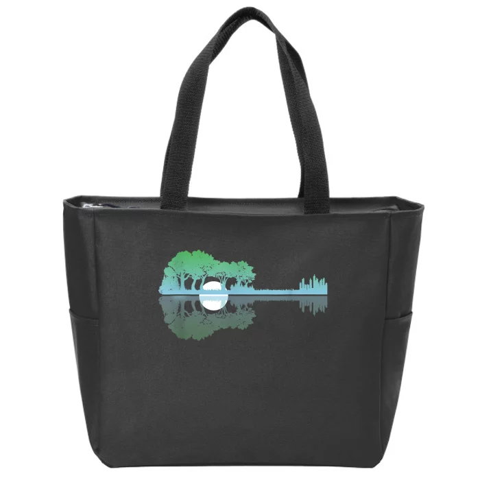 Guitar Lake Reflections Music And Guitar Lover Guitar Zip Tote Bag