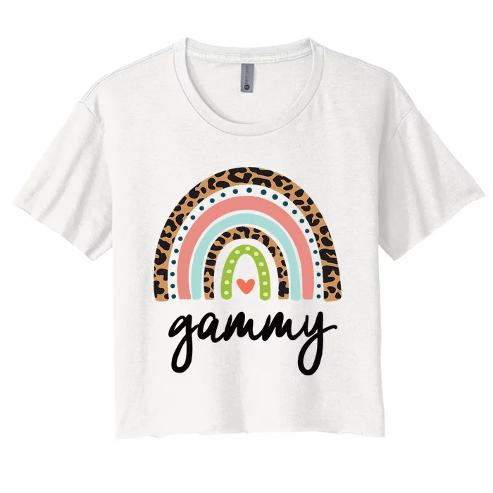 gammy Leopard Rainbow Mothers Day Women's Crop Top Tee