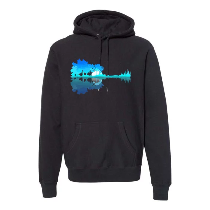 Guitar Lake Reflection Guitarist Music Love Premium Hoodie