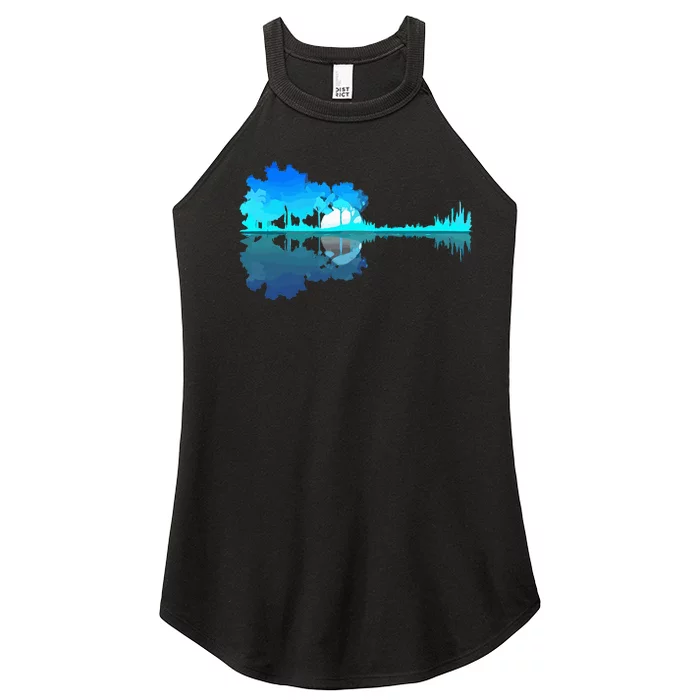 Guitar Lake Reflection Guitarist Music Love Women’s Perfect Tri Rocker Tank