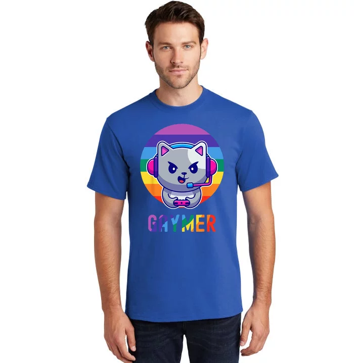 Gaymer LGBT Rainbow Gay Video Game Lovers Gift Cat Pride Tall T-Shirt