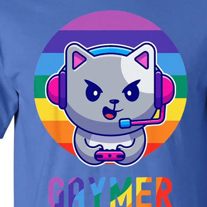 Gaymer LGBT Rainbow Gay Video Game Lovers Gift Cat Pride Tall T-Shirt