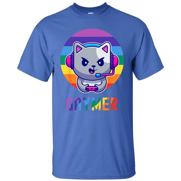 Gaymer LGBT Rainbow Gay Video Game Lovers Gift Cat Pride Tall T-Shirt