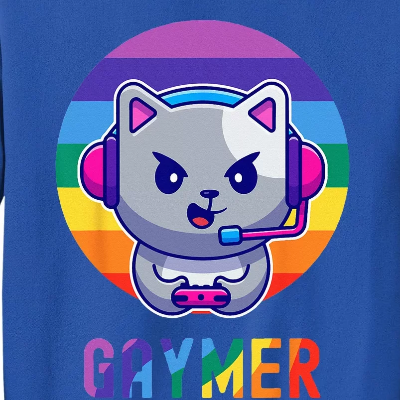 Gaymer LGBT Rainbow Gay Video Game Lovers Gift Cat Pride Tall Sweatshirt