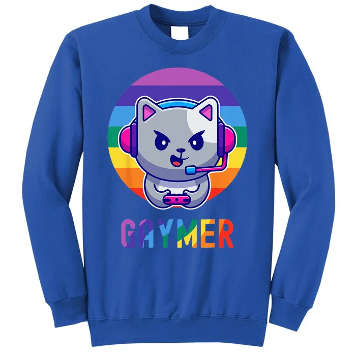 Gaymer LGBT Rainbow Gay Video Game Lovers Gift Cat Pride Tall Sweatshirt