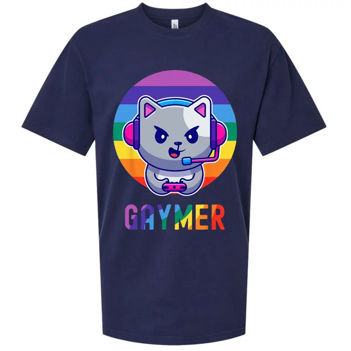 Gaymer LGBT Rainbow Gay Video Game Lovers Gift Cat Pride Sueded Cloud Jersey T-Shirt