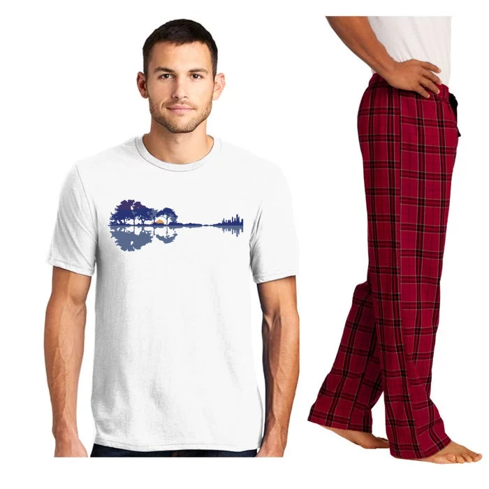 Guitar Lake Reflections In Blue Music Lovers Pajama Set