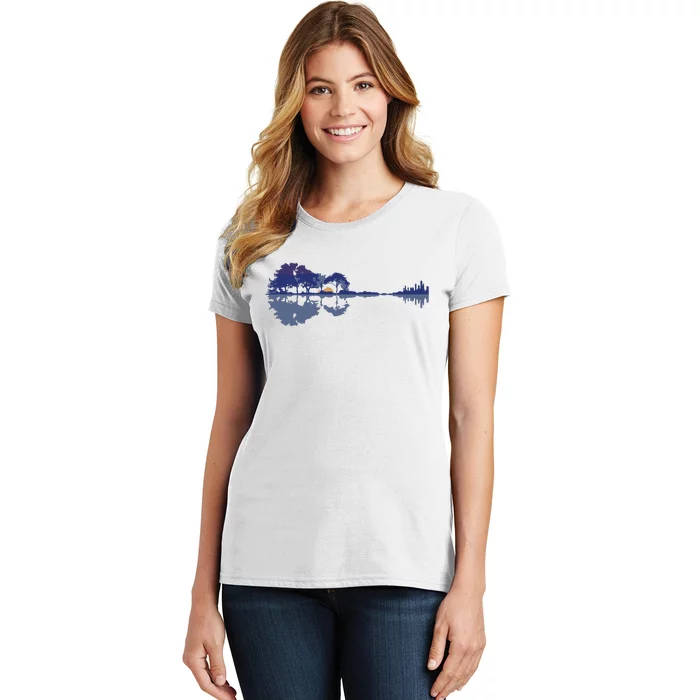 Guitar Lake Reflections In Blue Music Lovers Women's T-Shirt