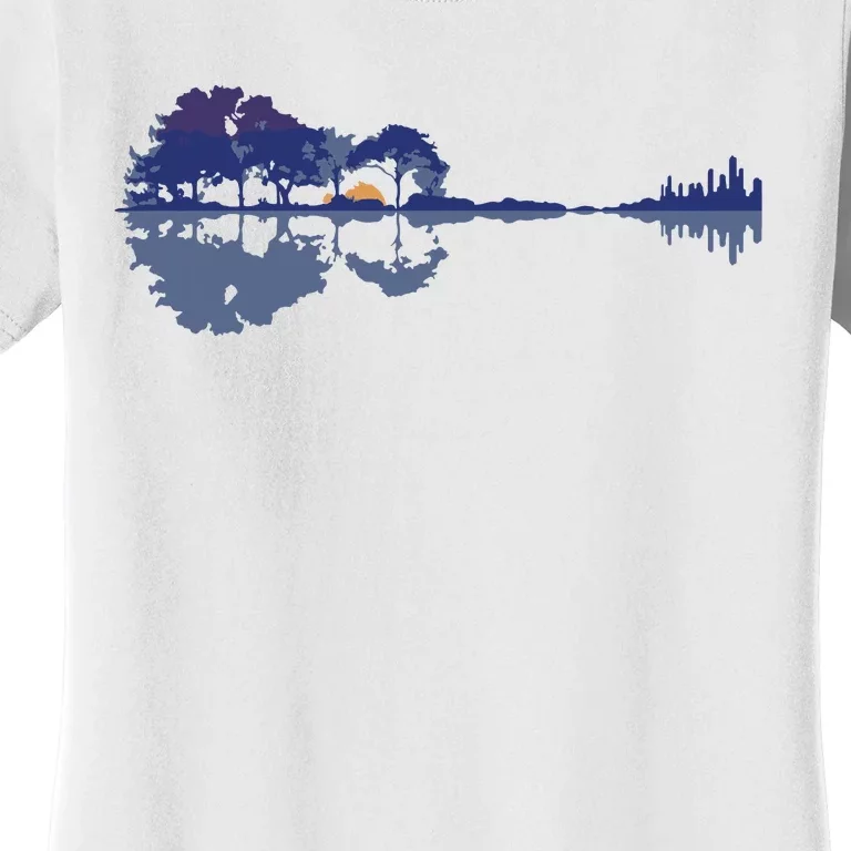 Guitar Lake Reflections In Blue Music Lovers Women's T-Shirt