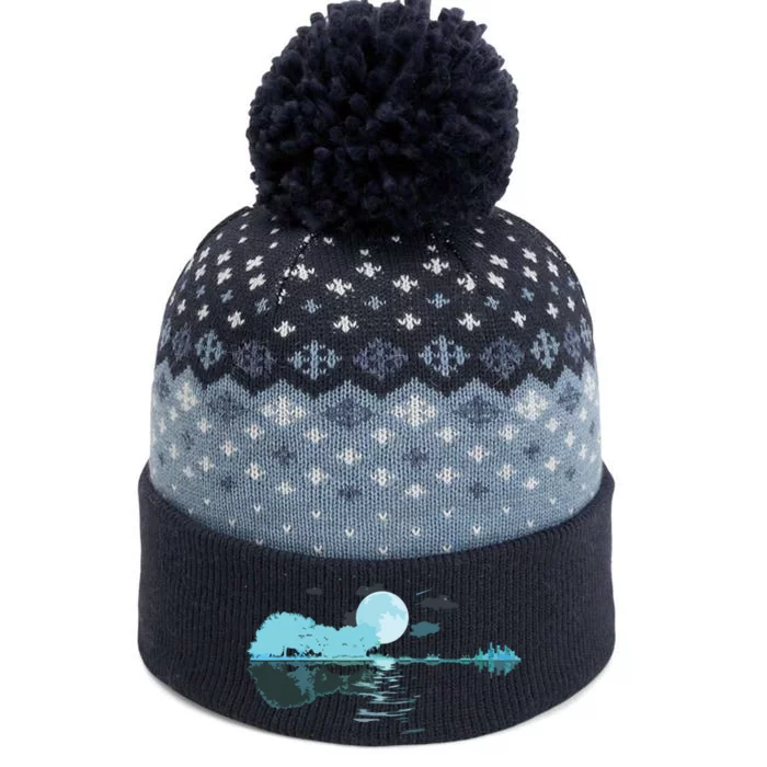 Guitar Lake Reflections Love Musician Acoustic Guitar The Baniff Cuffed Pom Beanie