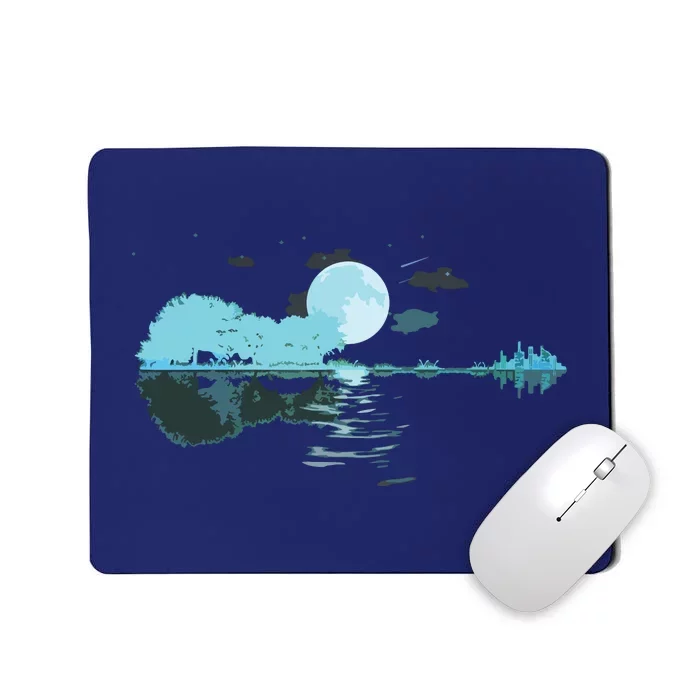 Guitar Lake Reflections Love Musician Acoustic Guitar Mousepad