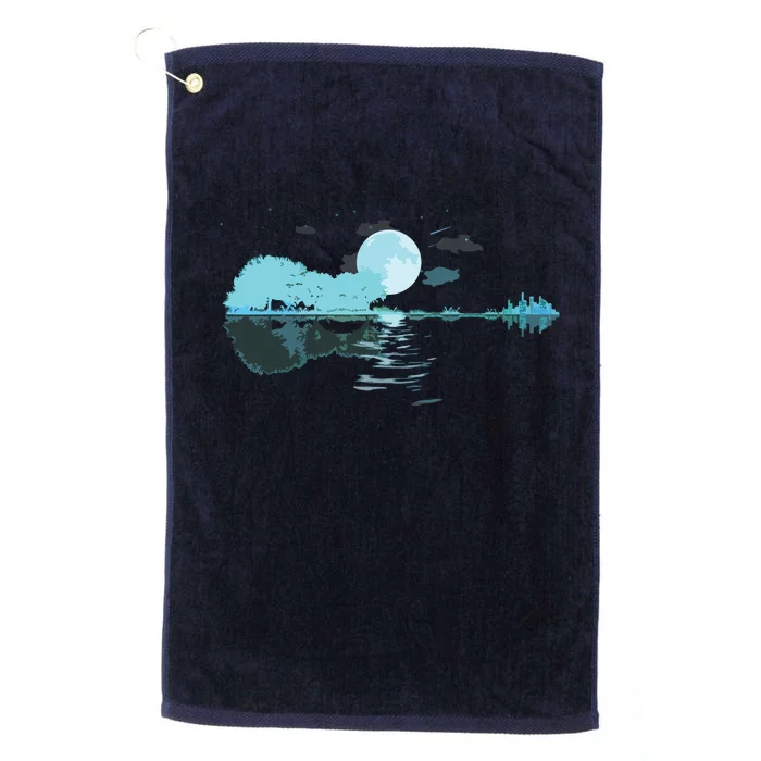 Guitar Lake Reflections Love Musician Acoustic Guitar Platinum Collection Golf Towel