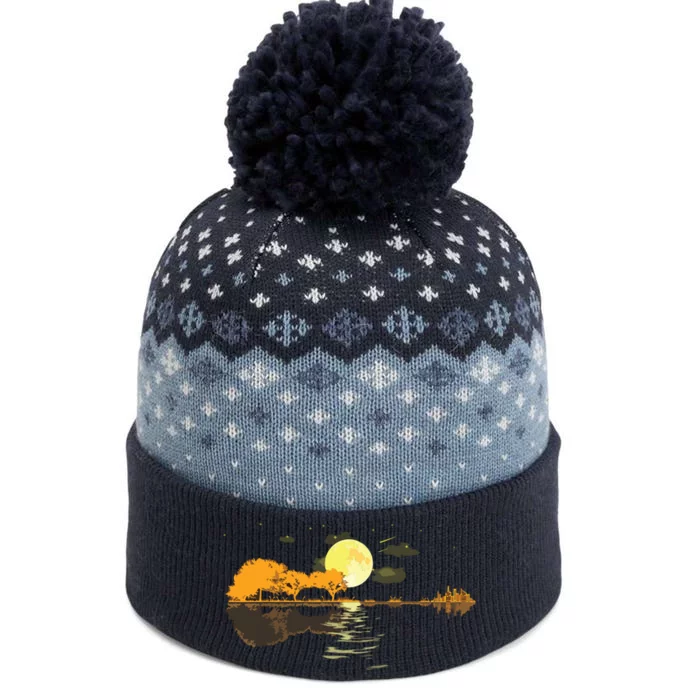 Guitar Lake Reflections Love Musician Acoustic Guitar The Baniff Cuffed Pom Beanie