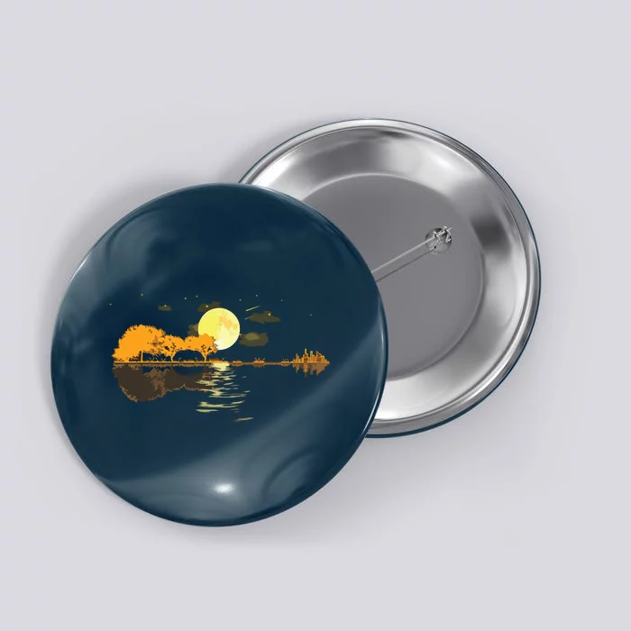 Guitar Lake Reflections Love Musician Acoustic Guitar Button