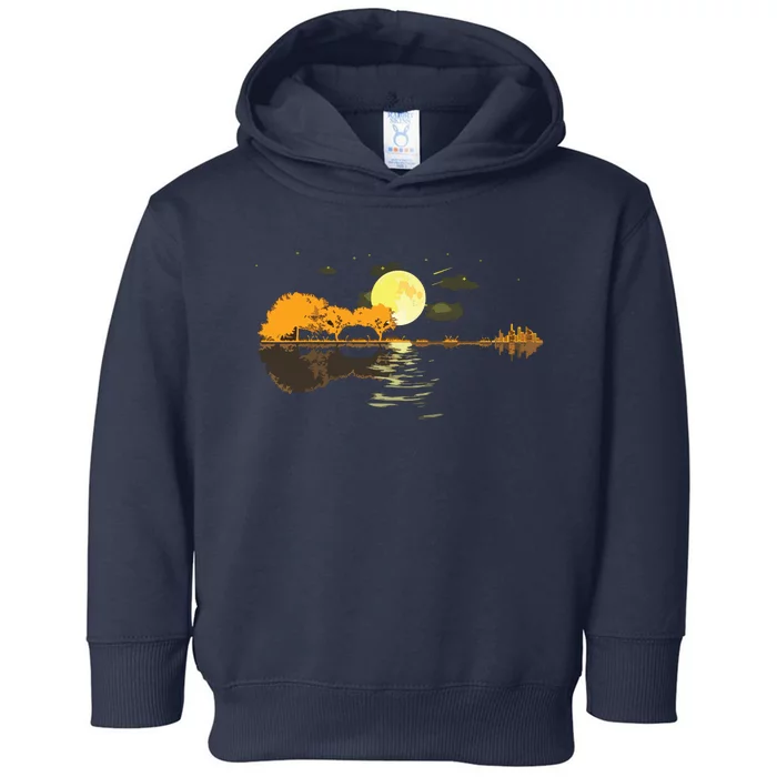 Guitar Lake Reflections Love Musician Acoustic Guitar Toddler Hoodie