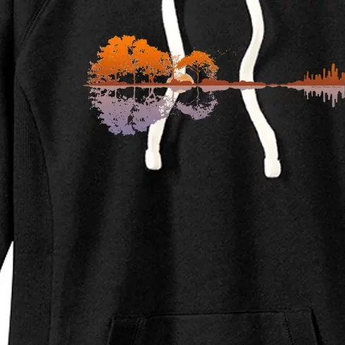 Guitar Lake Reflections Music And Guitar Lover Guitar Women's Fleece Hoodie