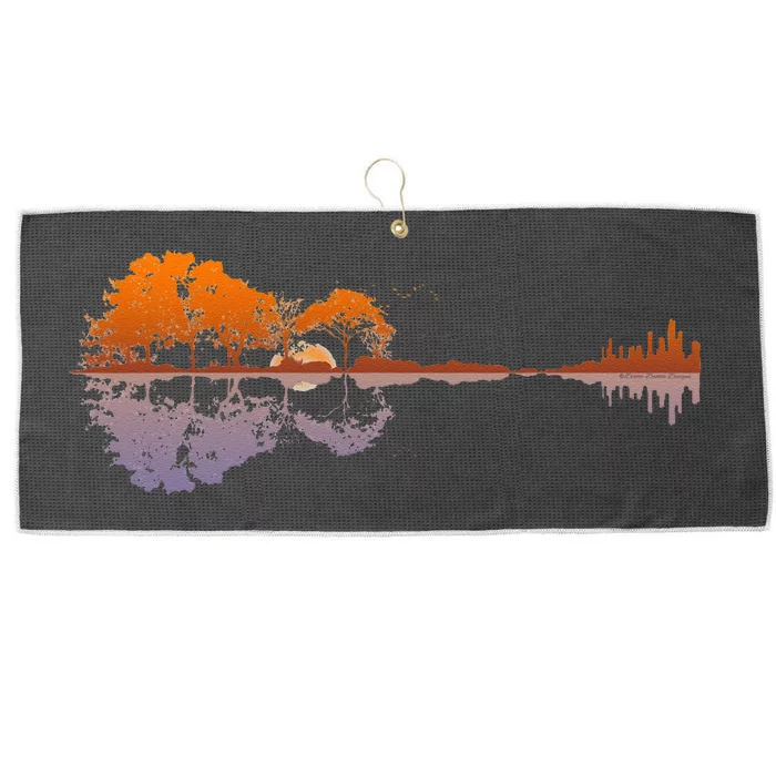 Guitar Lake Reflections Music And Guitar Lover Guitar Large Microfiber Waffle Golf Towel