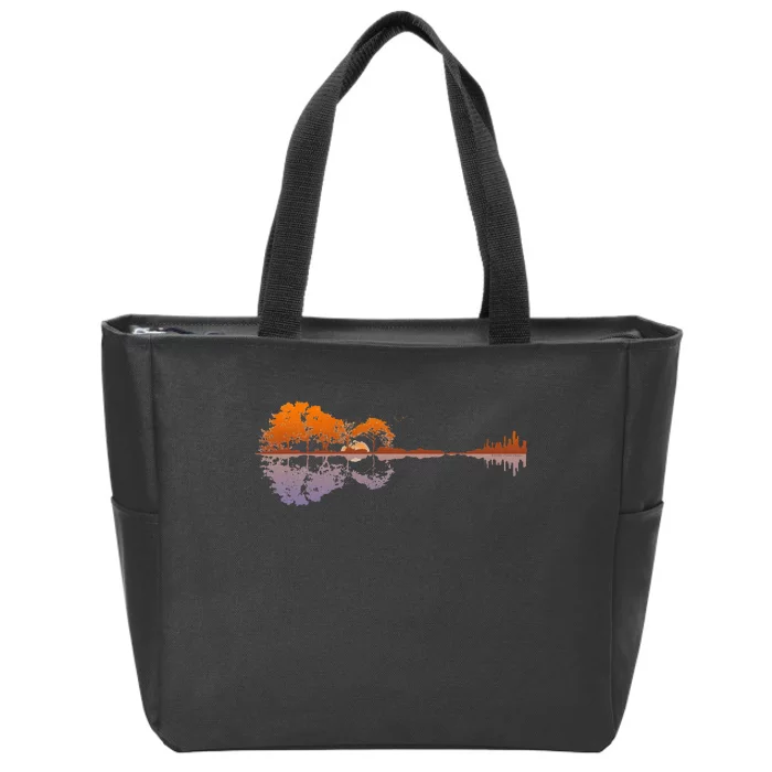 Guitar Lake Reflections Music And Guitar Lover Guitar Zip Tote Bag