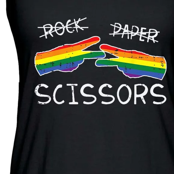 Gay Lesbian Rock Paper Scissors Fun Rainbow Pride Lgbt Ladies Essential Flowy Tank