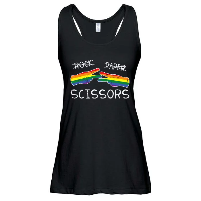 Gay Lesbian Rock Paper Scissors Fun Rainbow Pride Lgbt Ladies Essential Flowy Tank